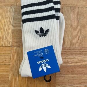 adidas Men's Black and Cream Striped Crew Socks